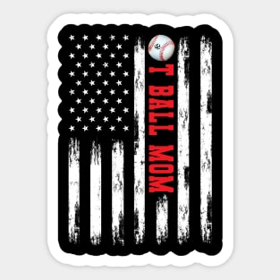 T-BALL MOM WHITE AMERICAN FLAG RED Sticker